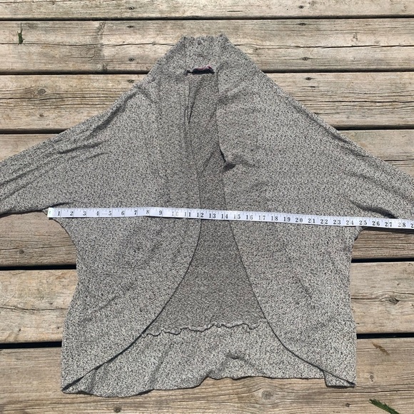 Pretty Young Thing Grey & Cream Marled Open Knit Cardigan - Size Large - Picture 5 of 6